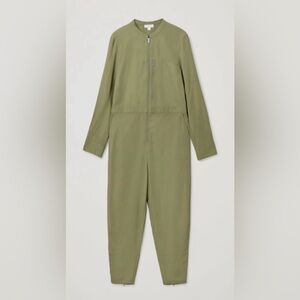 COS Collarless Long-sleeve Jumpsuit In Green, size US 6, bean new with tag